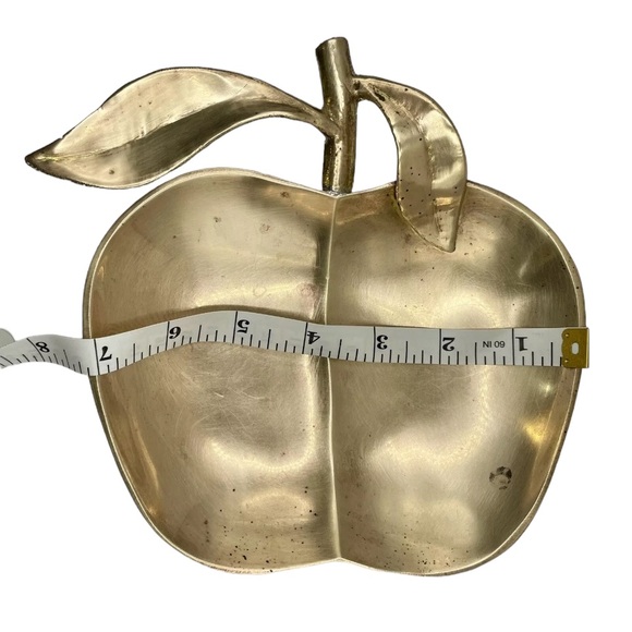 Vintage Brass Dish Apple Shaped Catch All Or Trinket Dish - Picture 3 of 4